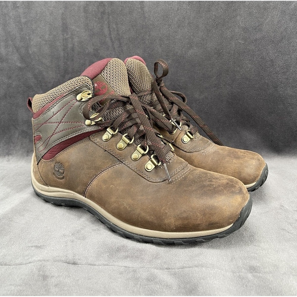 Timberland Women's Brown Leather Hiking Boots US 10 Waterproof Mid Trail